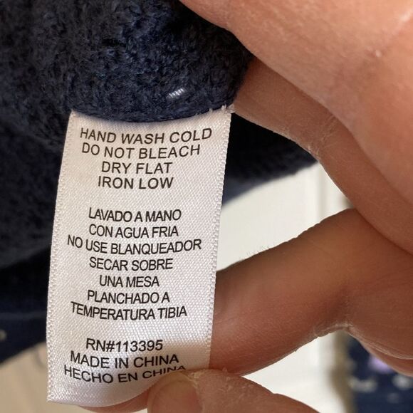 En Creme Womens Crochet Patchwork Crop Cardigan‎ Size L Navy Orange Cottagecore - Picture 6 of 10